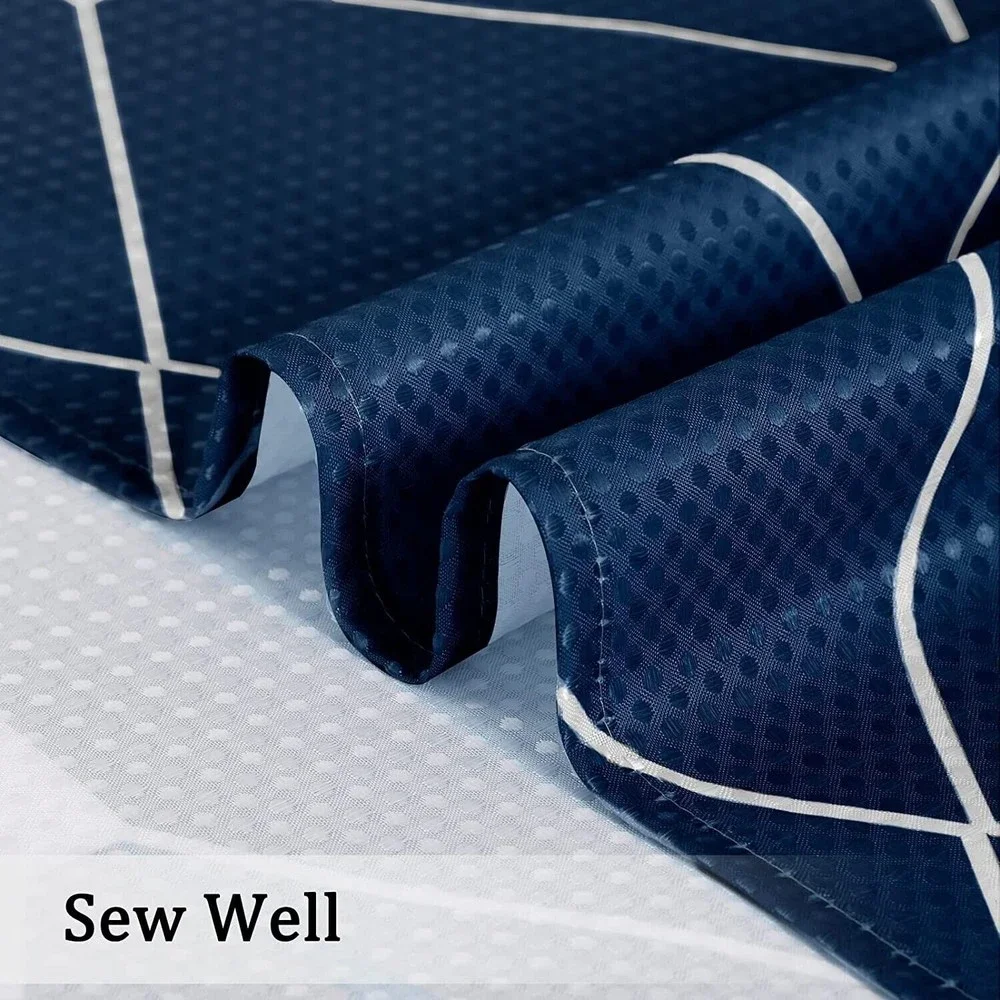 SPWIY Navy Blue and White Ombre Shower Curtain Set Geometric Waffle Fabric 72x72